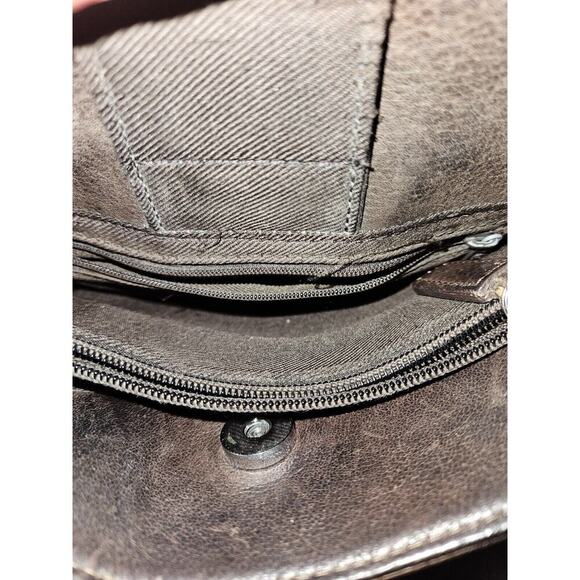 FOSSIL Brown Leather Shoulder Bag Crossbody Organizer Purse Wallet - Picture 12 of 14